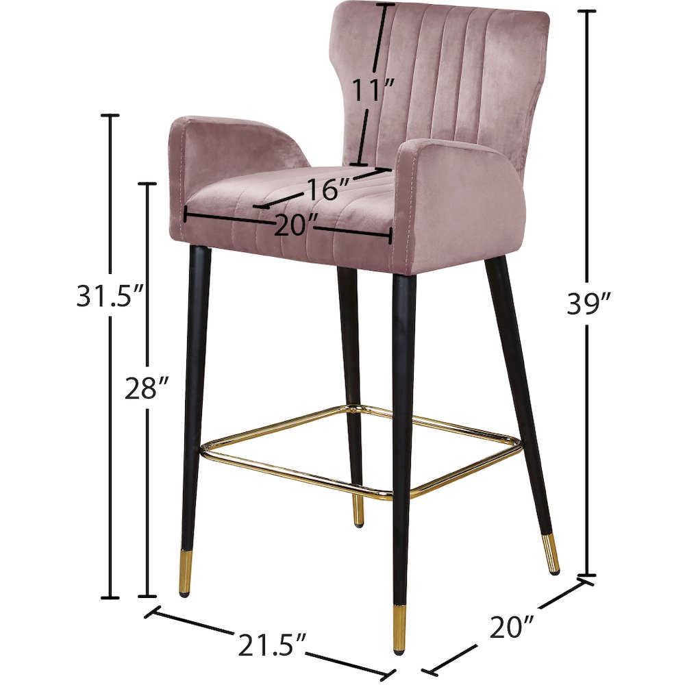 Luxe Pink Velvet Stool, Set of 2. Picture 4