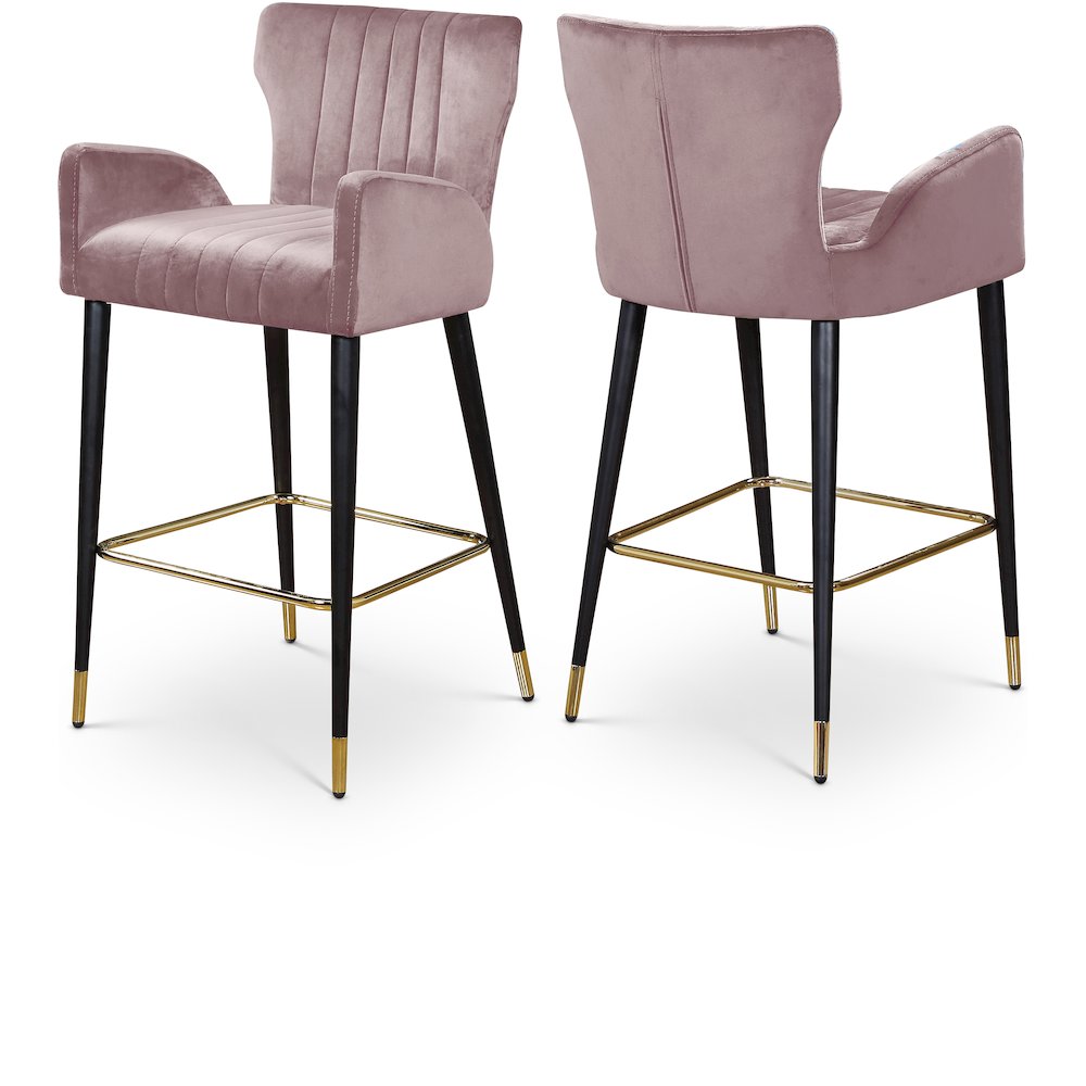 Luxe Pink Velvet Stool, Set of 2. Picture 1
