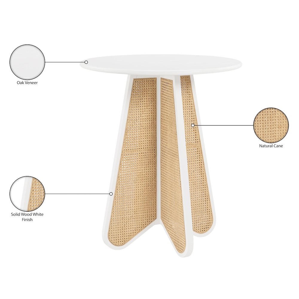 Butterfly 36" White / Natural Solid Wood And Natural Cane Bar Height Table. Picture 9