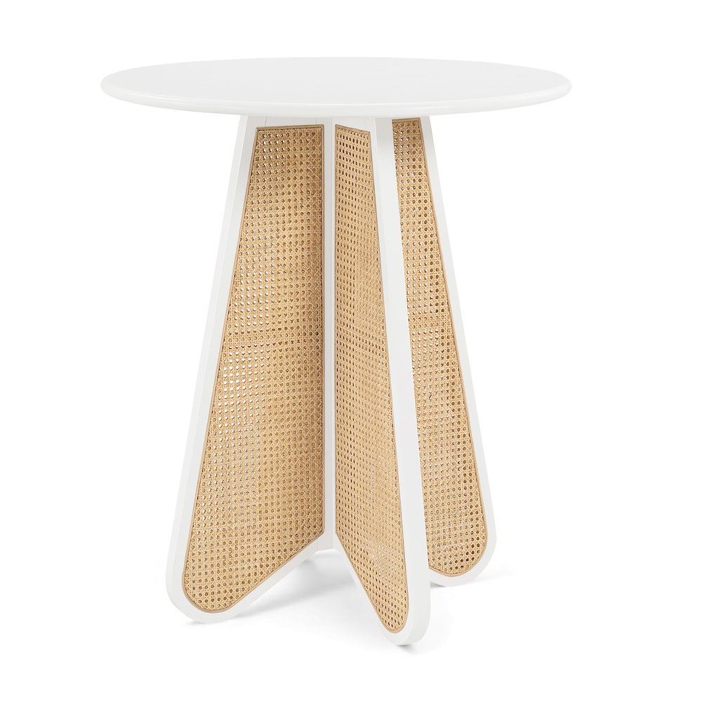 Butterfly 36" White / Natural Solid Wood And Natural Cane Bar Height Table. Picture 1