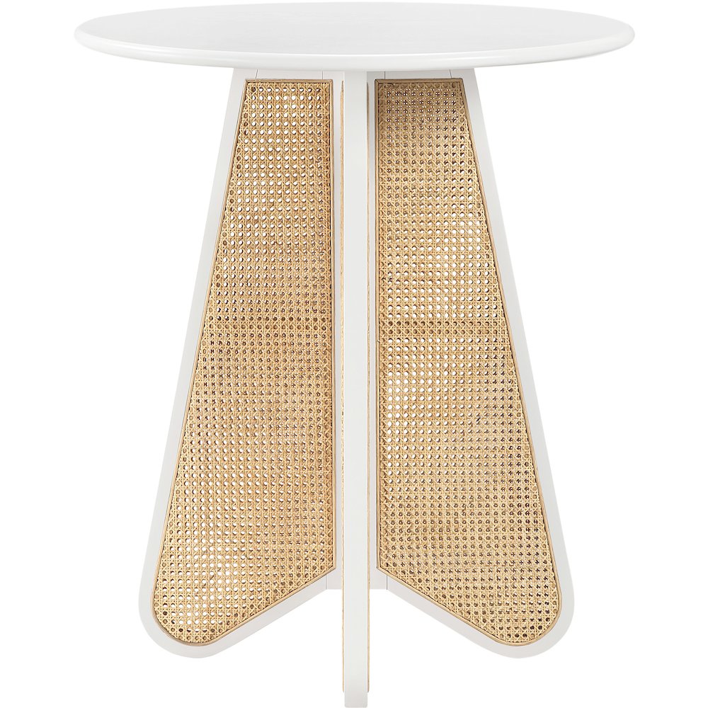 Butterfly 36" White / Natural Solid Wood And Natural Cane Bar Height Table. Picture 3