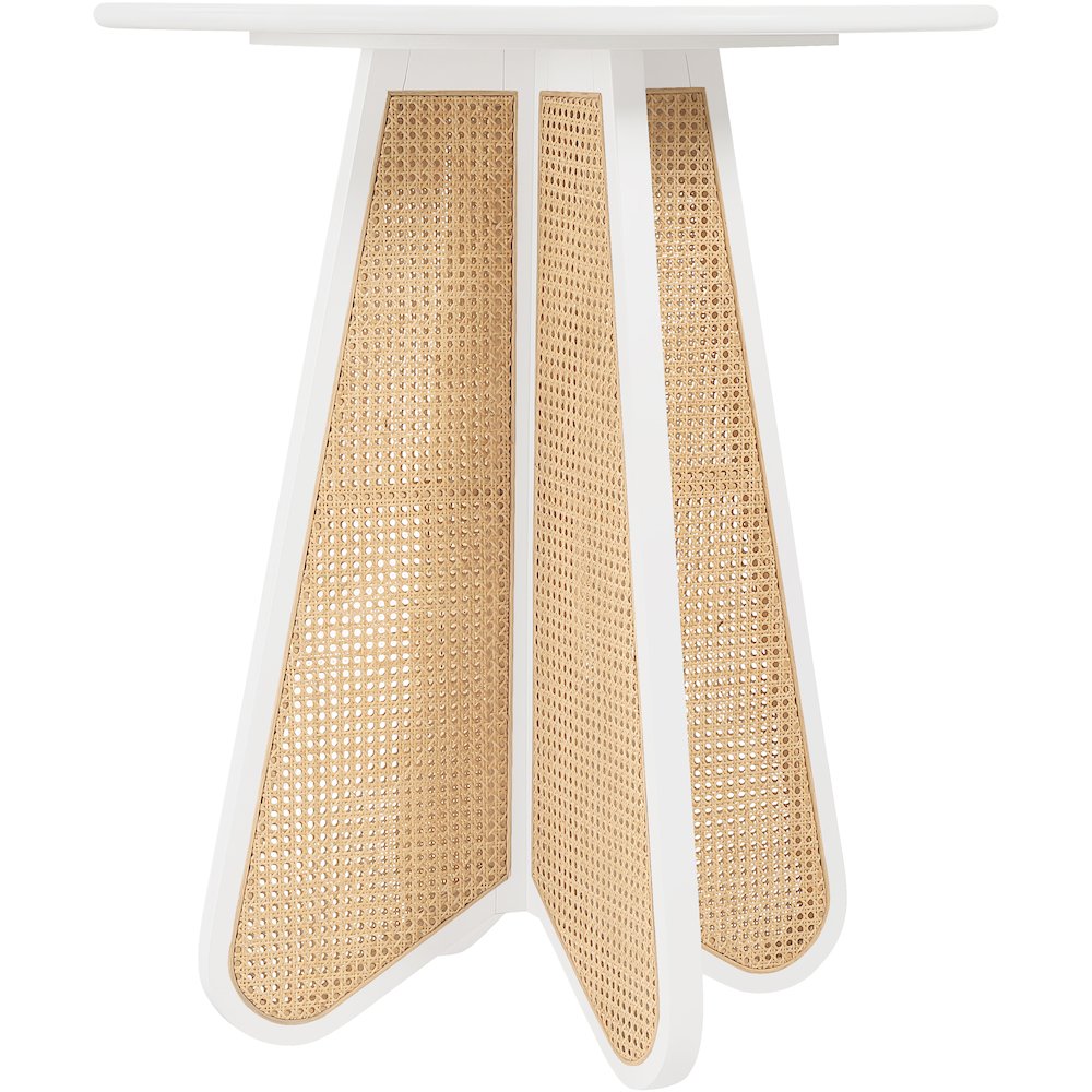 Butterfly 36" White / Natural Solid Wood And Natural Cane Bar Height Table. Picture 4