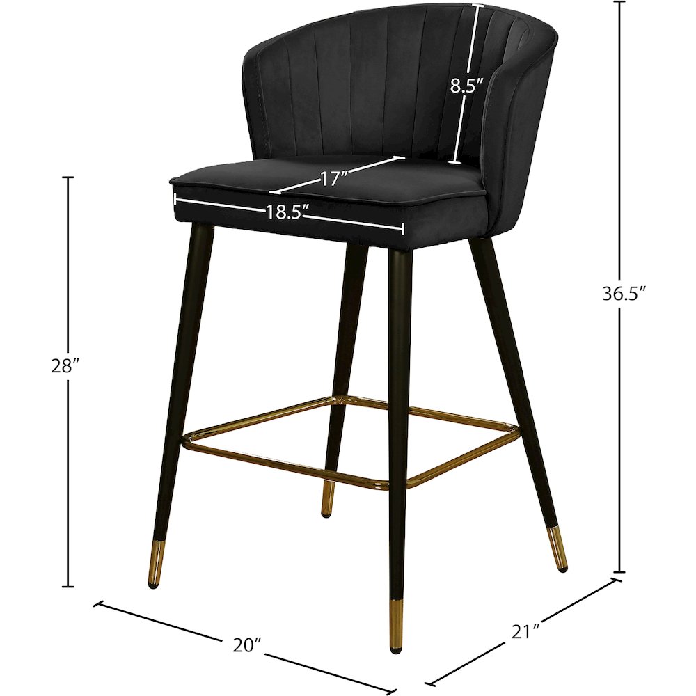Cassie Black Velvet Stool, Set of 2. Picture 4