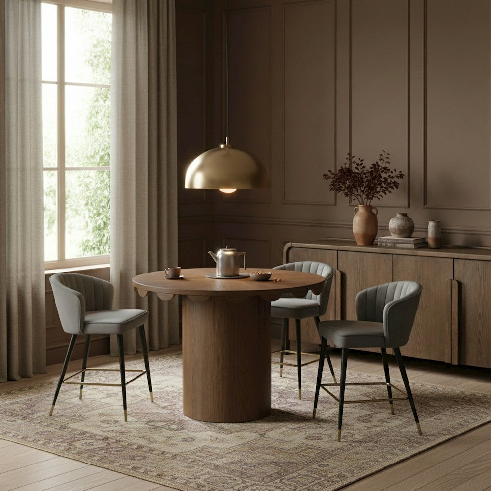 Dahlia 36" Brown Solid Wood And Natural Cane Counter Height Table. Picture 2