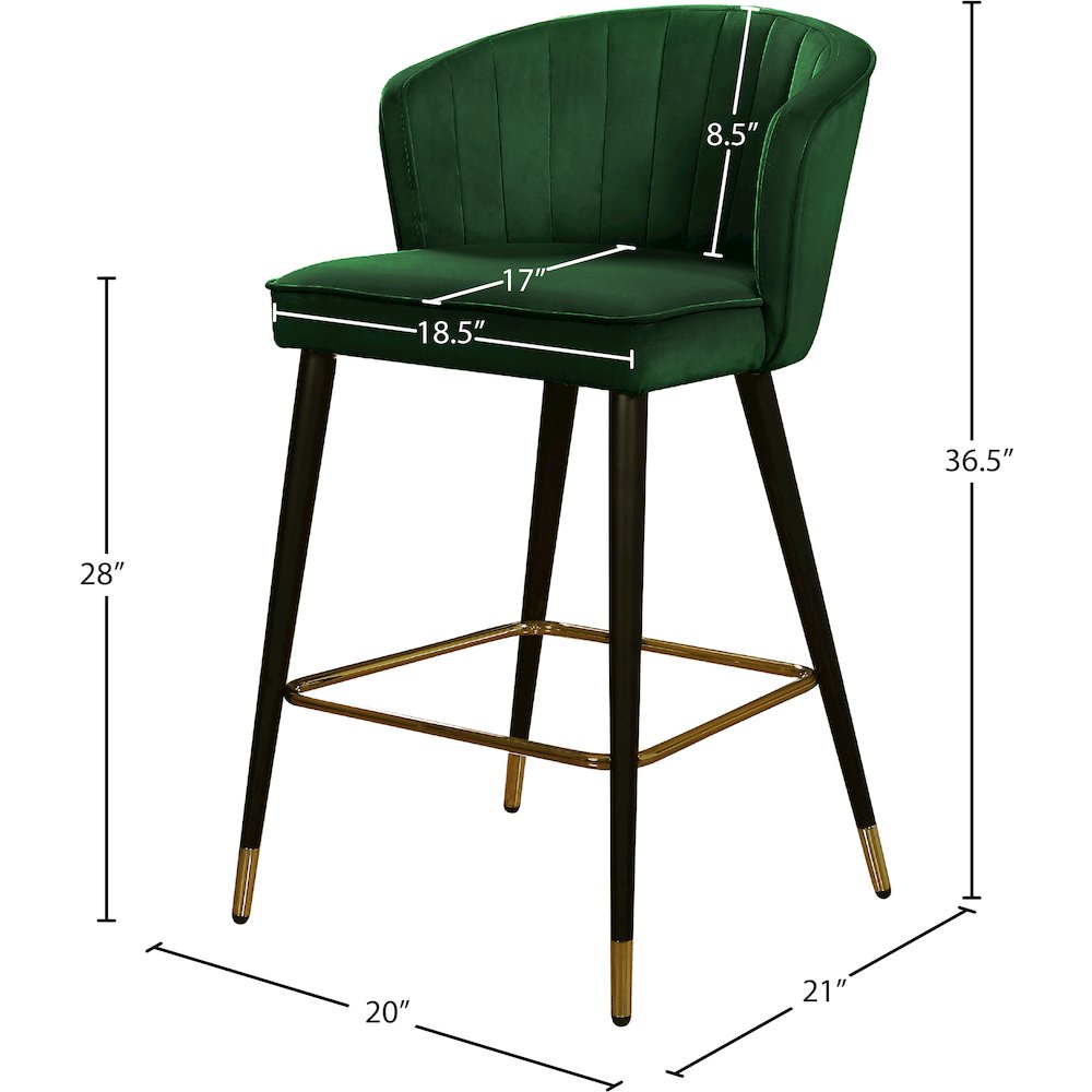 Cassie Green Velvet Stool, Set of 2. Picture 4