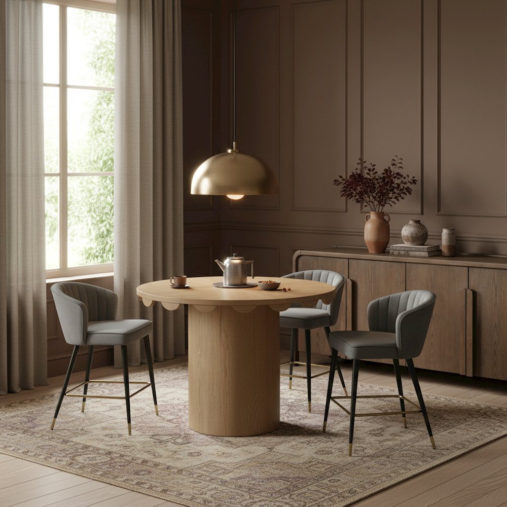 Dahlia 36" Natural Solid Wood And Natural Cane Counter Height Table. Picture 2
