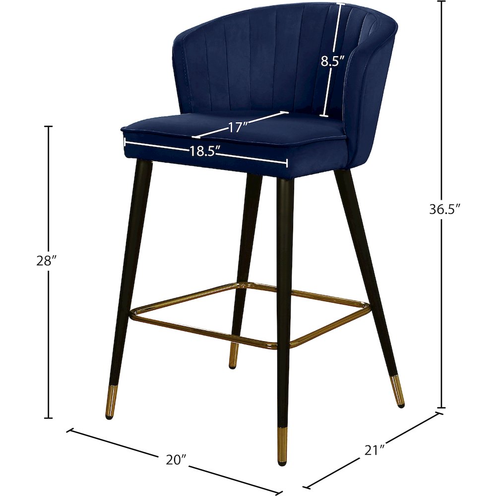Cassie Navy Velvet Stool, Set of 2. Picture 4