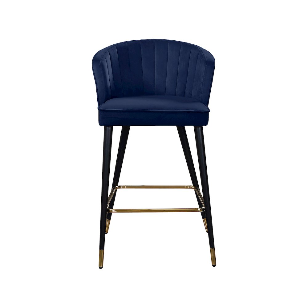 Cassie Navy Velvet Stool, Set of 2. Picture 3