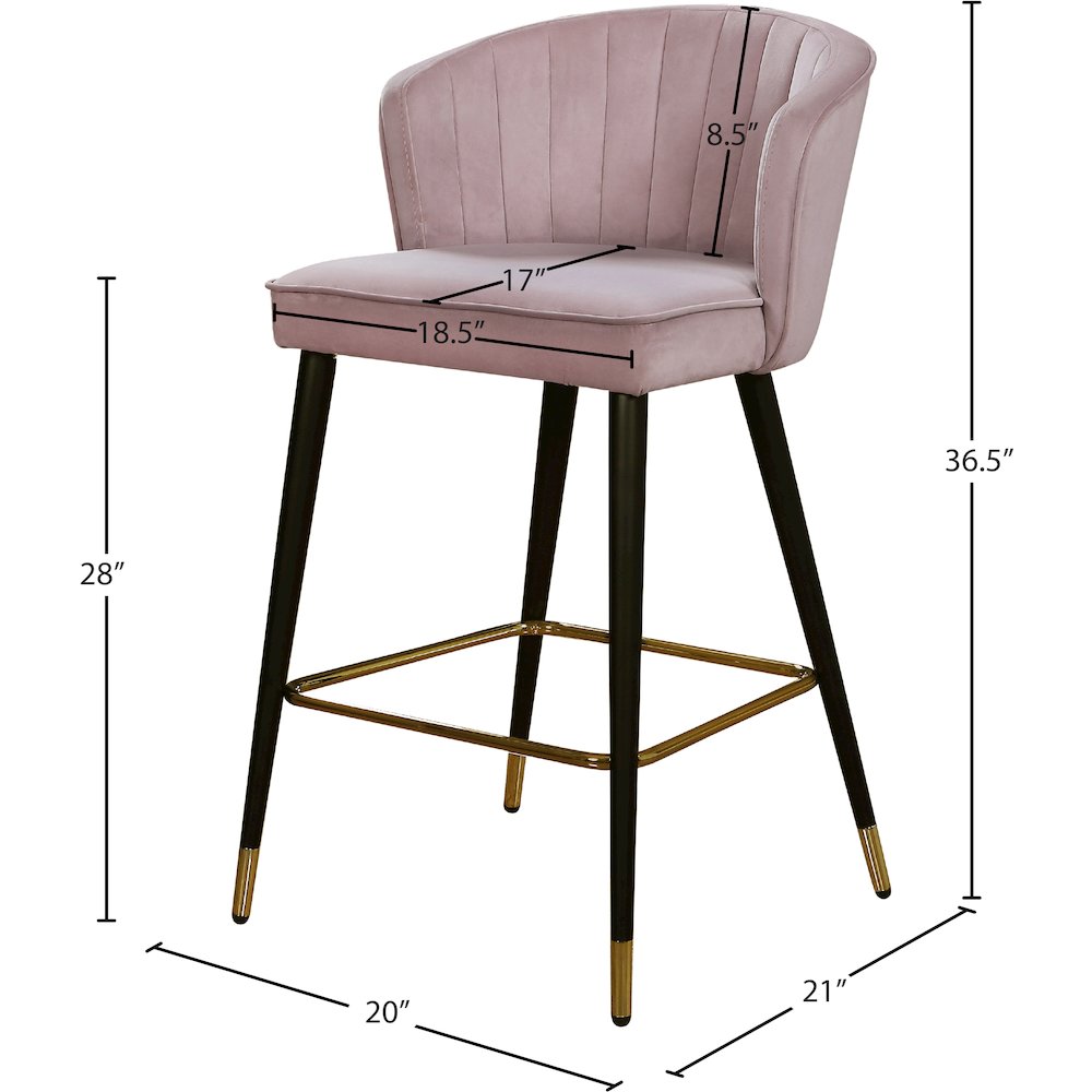 Cassie Pink Velvet Stool, Set of 2. Picture 4