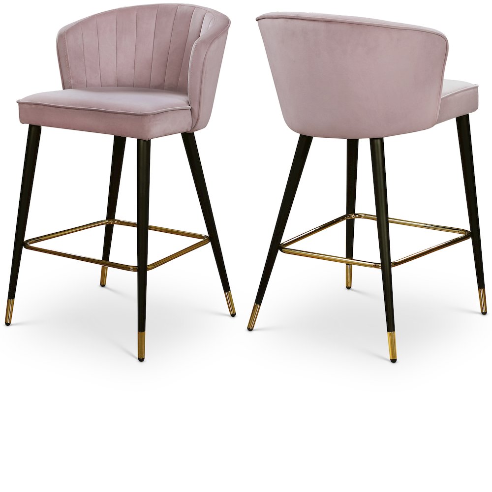 Cassie Pink Velvet Stool, Set of 2. Picture 1