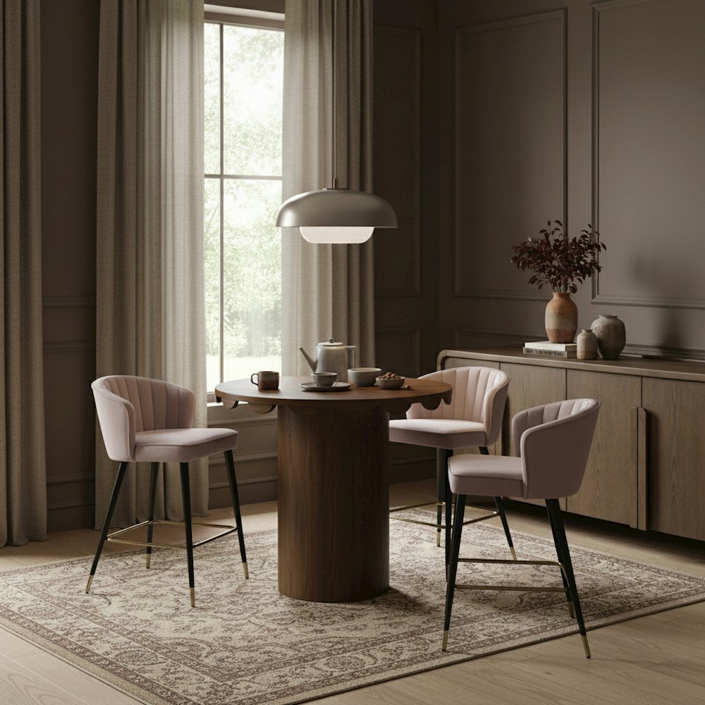 Dahlia 36" Brown Solid Wood And Natural Cane Bar Height Table. Picture 2