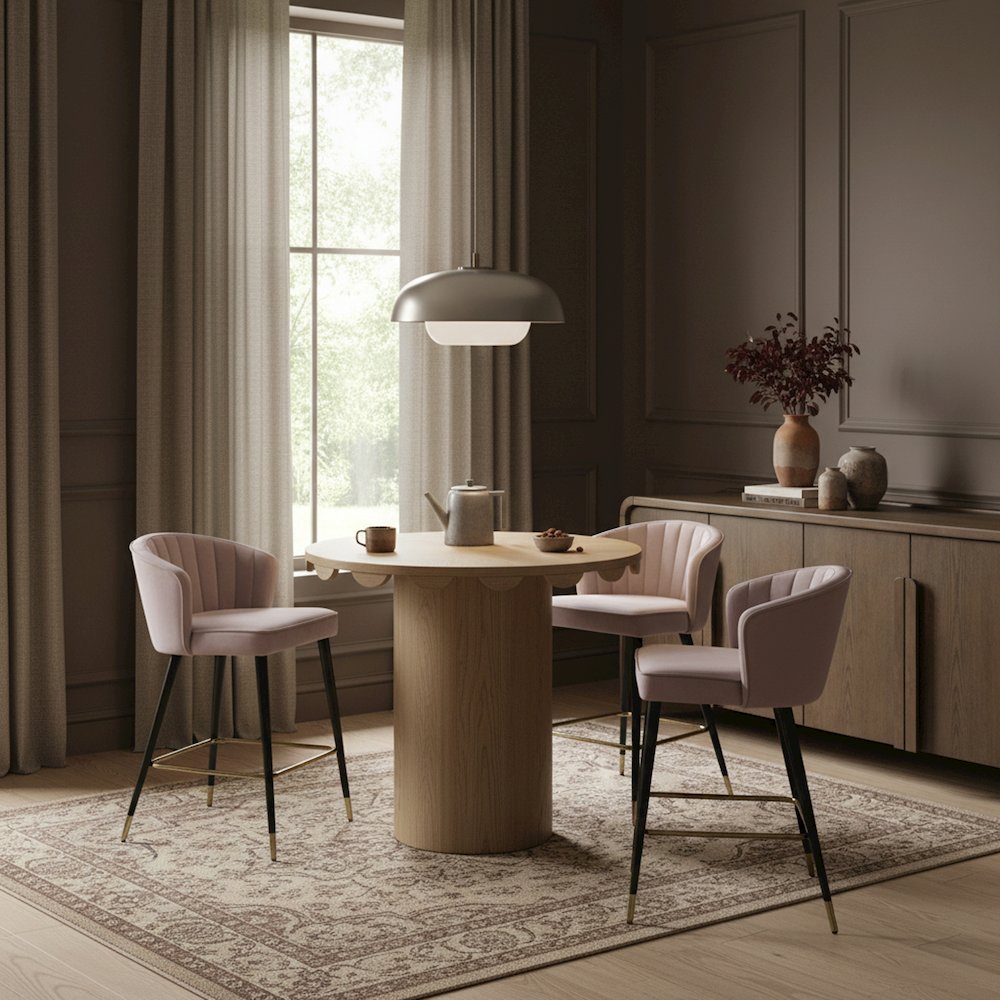 Dahlia 36" Natural Solid Wood And Natural Cane Bar Height Table. Picture 2