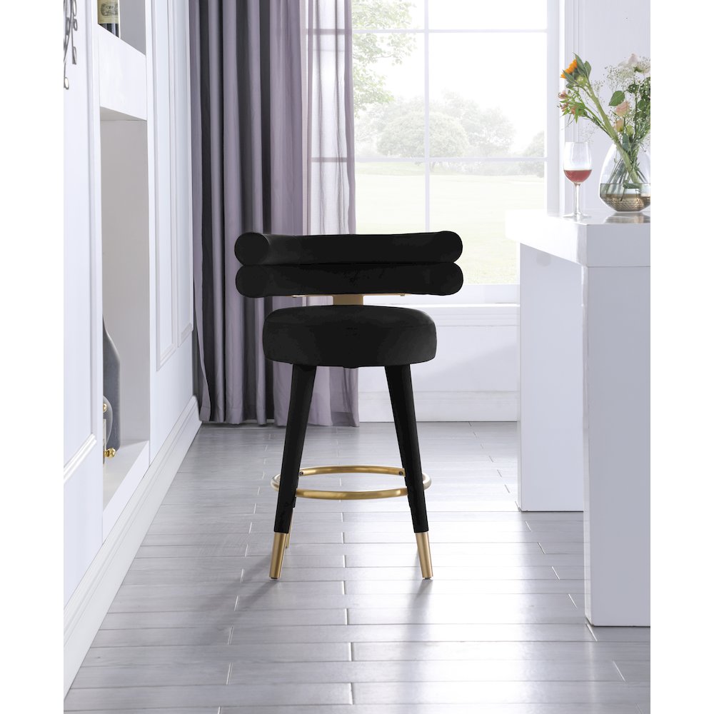 Fitzroy Black Velvet Counter Stool, Set of 2. Picture 2