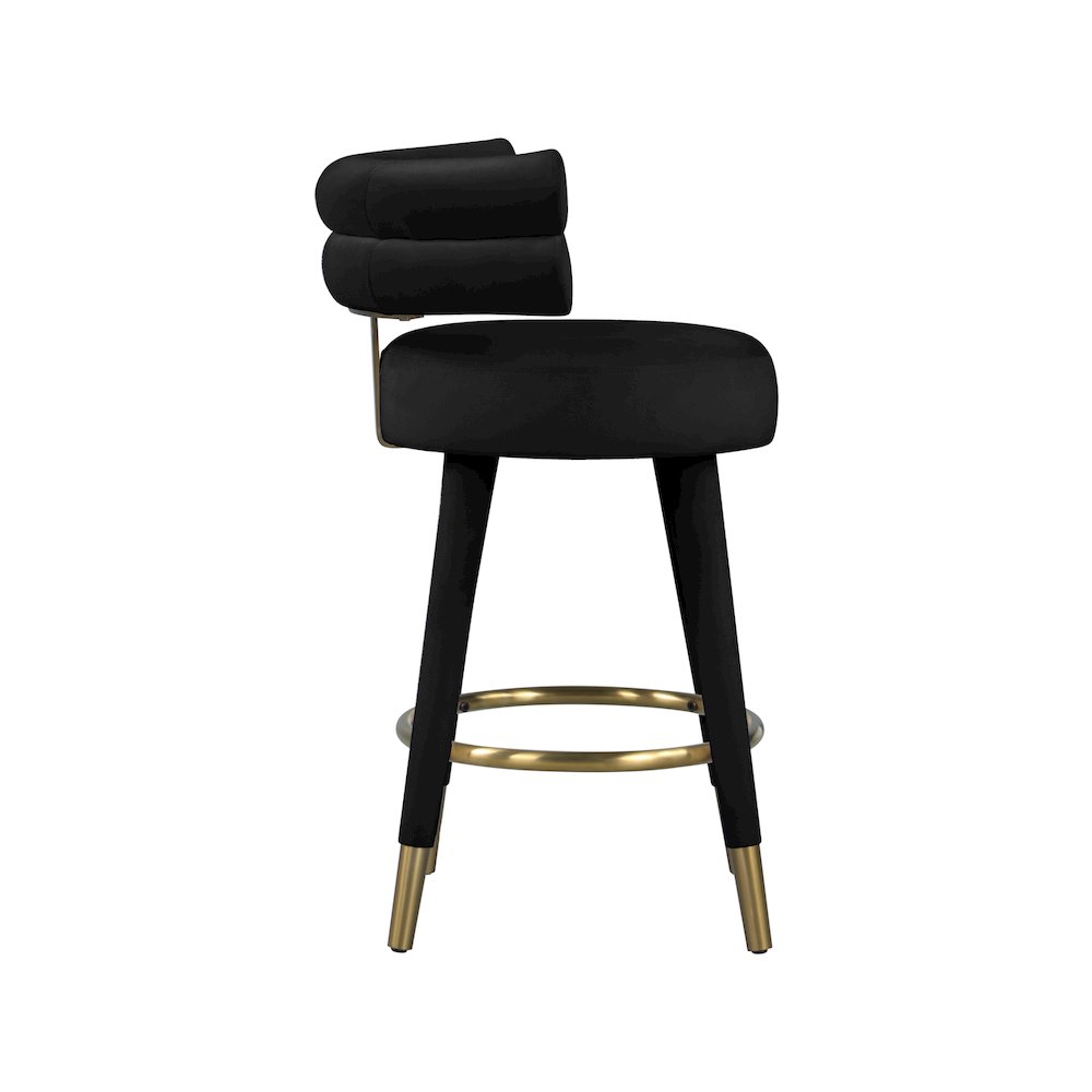 Fitzroy Black Velvet Counter Stool, Set of 2. Picture 4