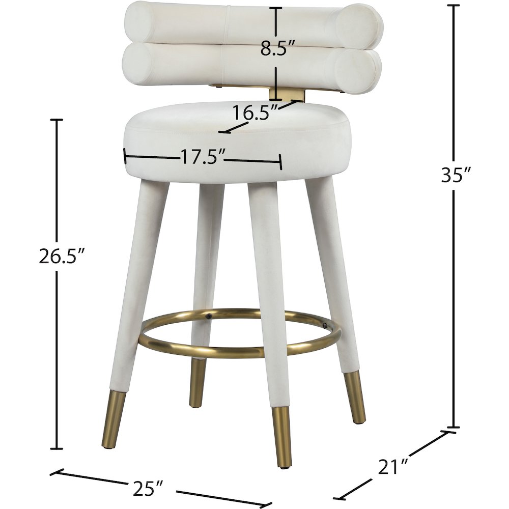 Fitzroy Cream Velvet Counter Stool, Set of 2. Picture 7