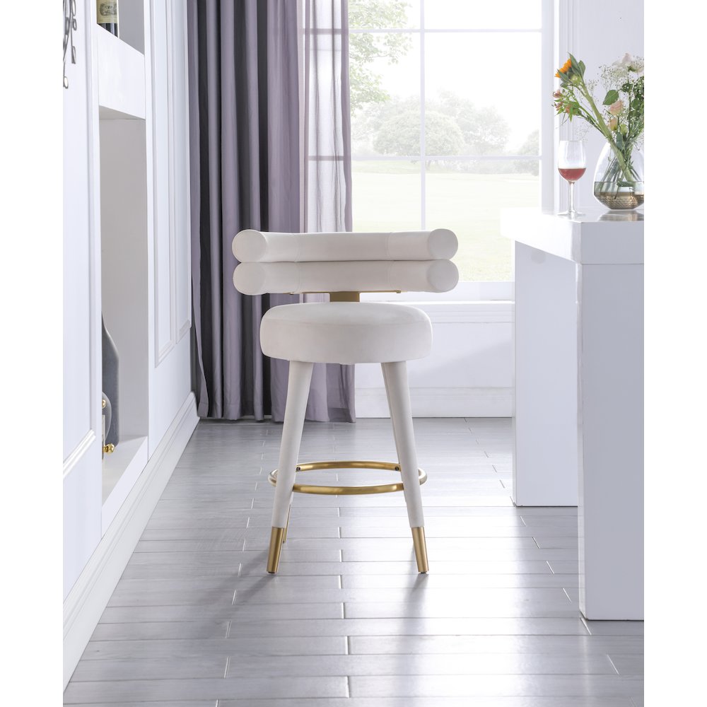 Fitzroy Cream Velvet Counter Stool, Set of 2. Picture 2