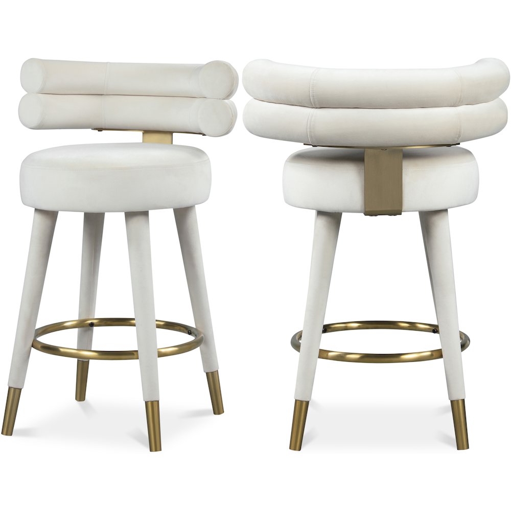 Fitzroy Cream Velvet Counter Stool, Set of 2. Picture 1