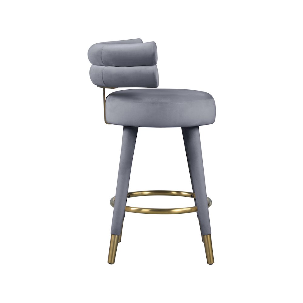 Fitzroy Grey Velvet Counter Stool, Set of 2. Picture 4