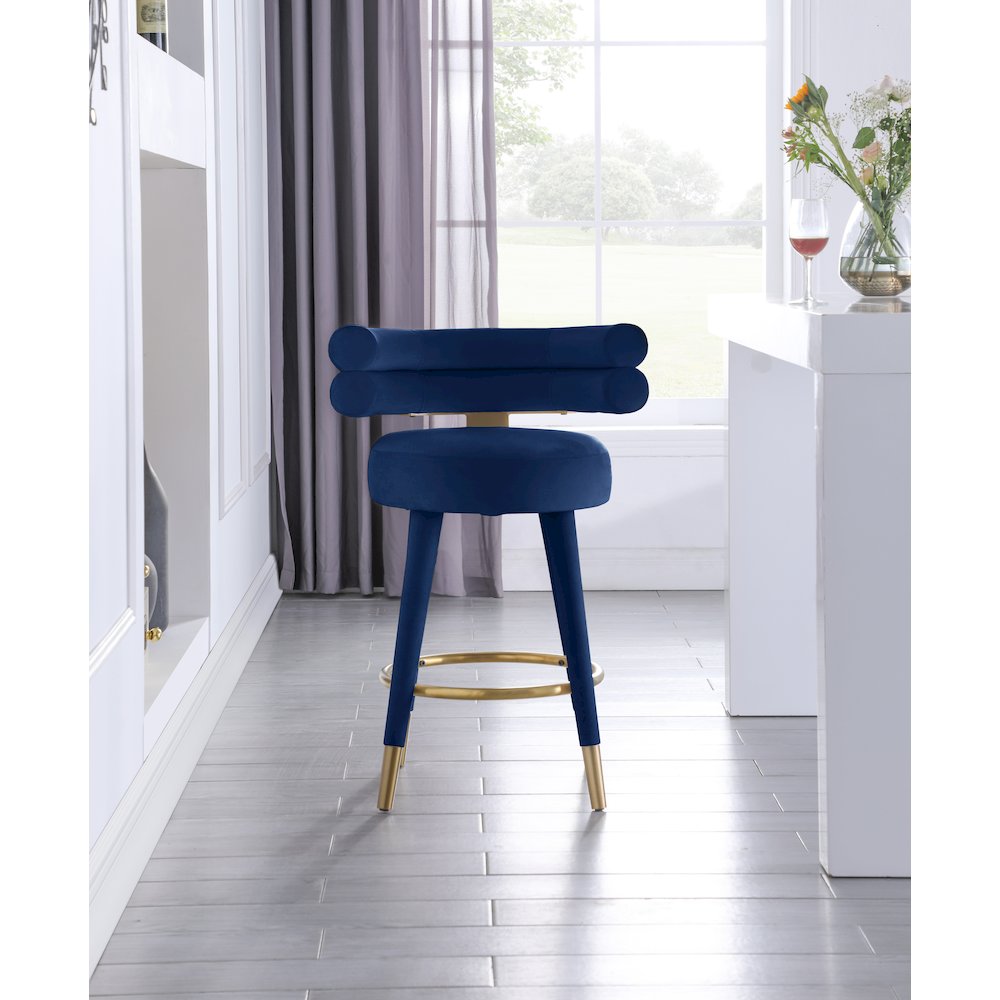 Fitzroy Navy Velvet Counter Stool, Set of 2. Picture 2