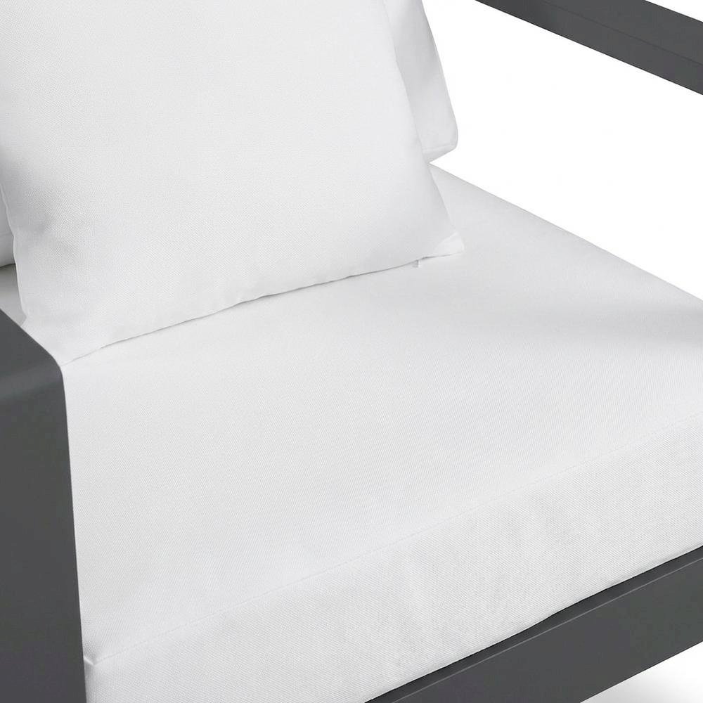White Fabric Outdoor Patio Aluminum Arm Chair With Contemporary Style. Picture 5