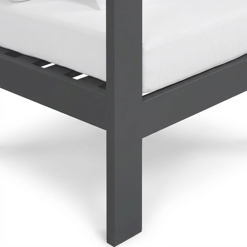 White Fabric Outdoor Patio Aluminum Arm Chair With Contemporary Style. Picture 6