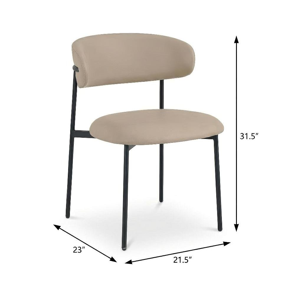 Matte Black Vegan Leather Dining Chairs Set of 2 with Contemporary. Picture 4