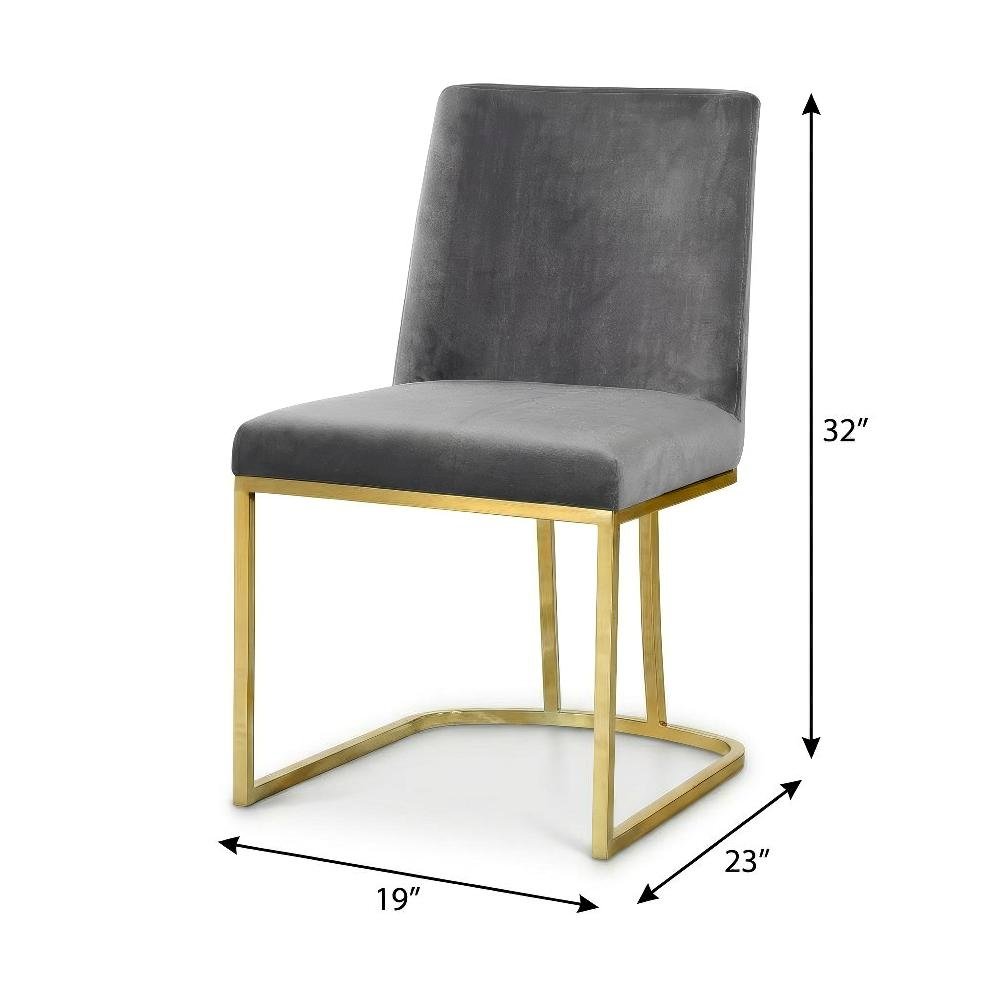 Gold Velvet Dining Chair Set of 2 with Contemporary Back Design. Picture 4