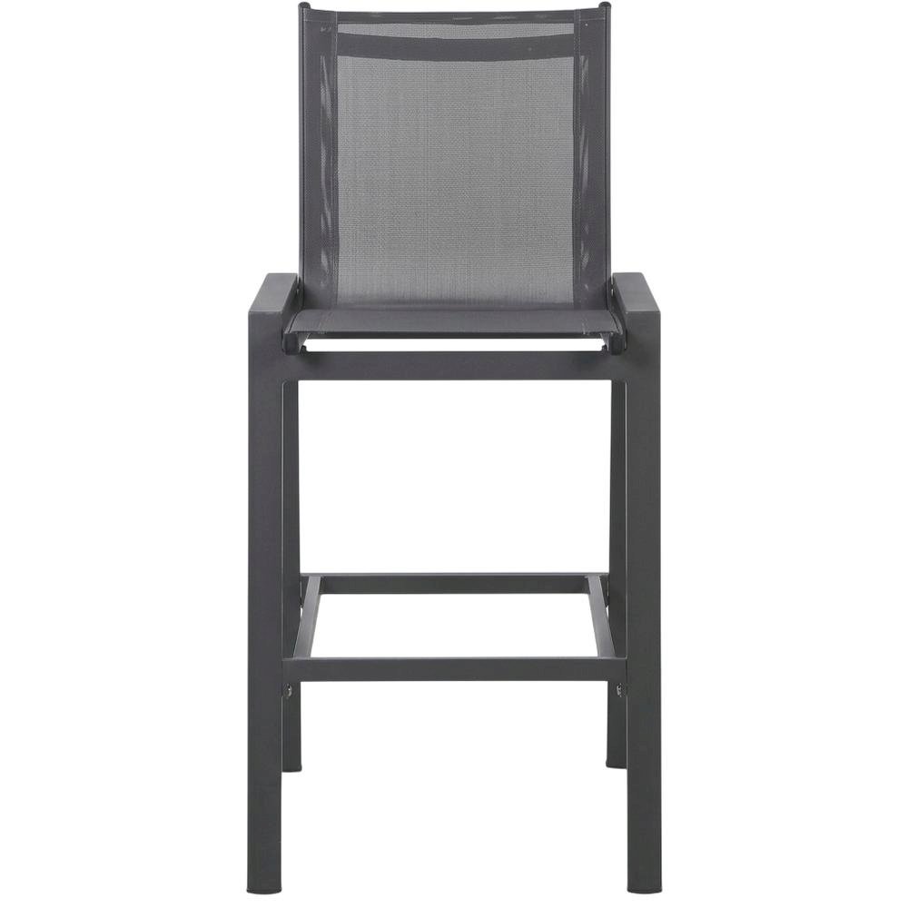 Contemporary Grey Outdoor Patio Barstool Set Of 2 With Cushioned Seats. Picture 4
