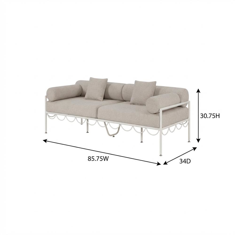 Beige Water Repellent Outdoor Sofa with Cushions and Stylish Art Deco Design. Picture 7