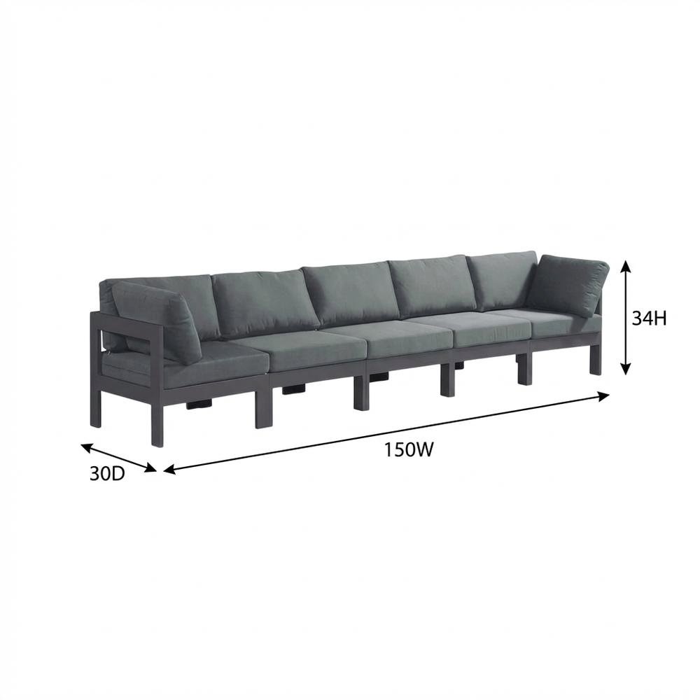 Gray Fabric Outdoor Modular Sofa With Contemporary Style And Cushioned Seating. Picture 7