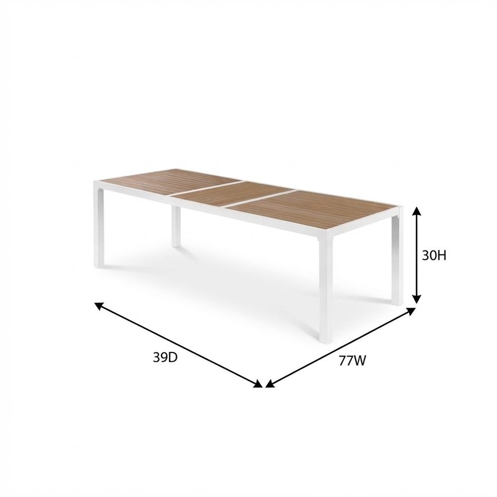 Brown Wood Look Outdoor Patio Dining Table, Adjustable Width, Contemporary Style. Picture 7