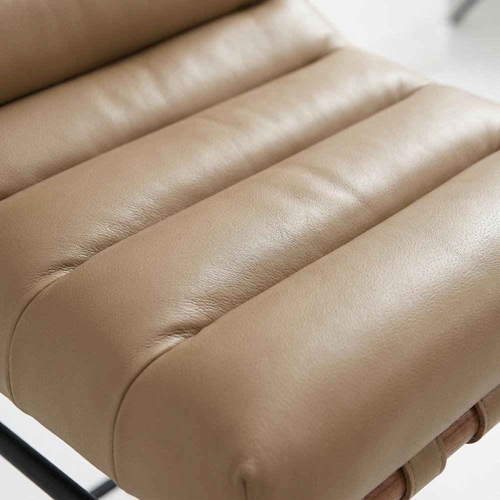 Vegan Leather & Boucle Counter Stool for Bar, Tan Vegan Leather. Picture 8
