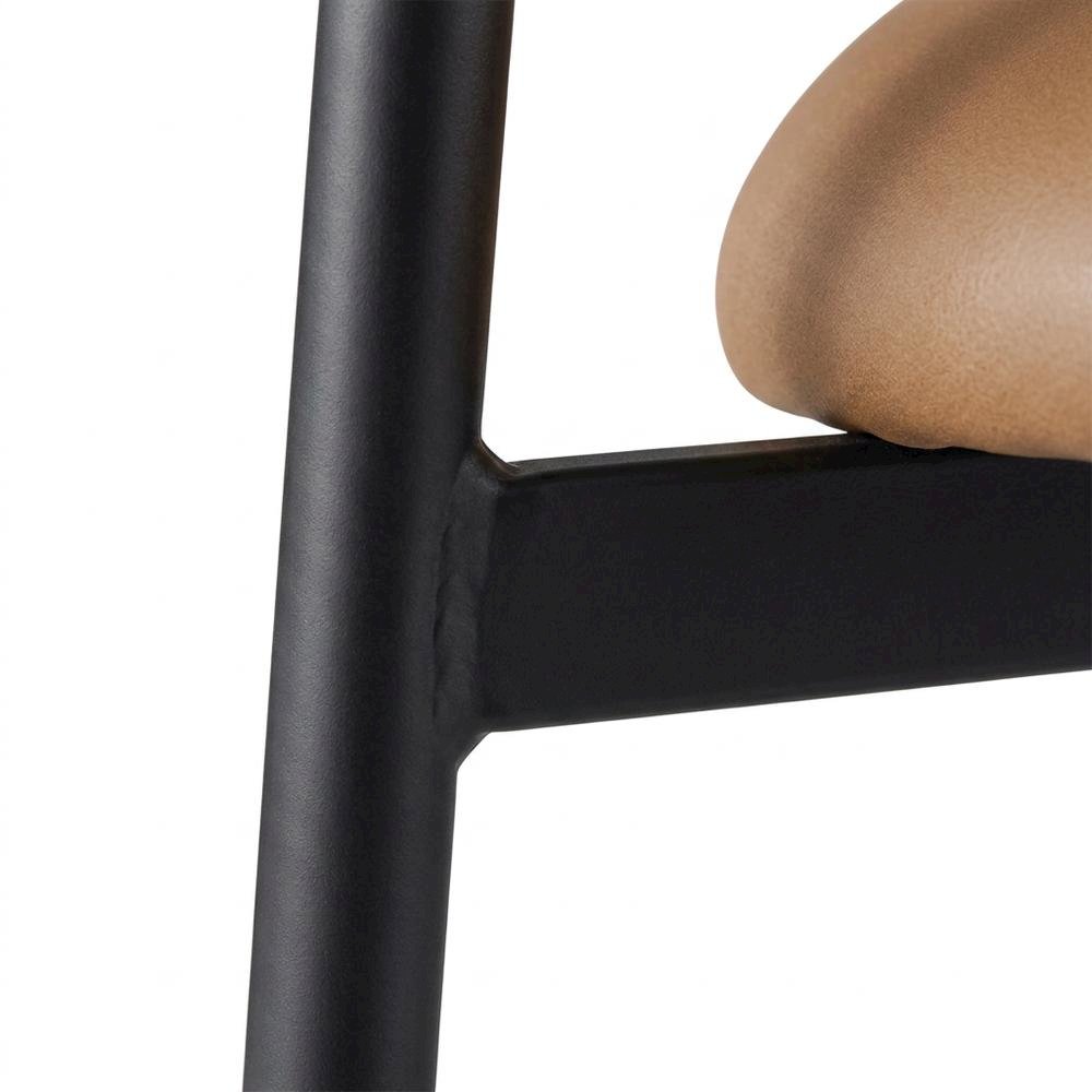 Vegan Leather Counter Stools with Back, Kitchen Island, Cognac, Set of 2. Picture 5