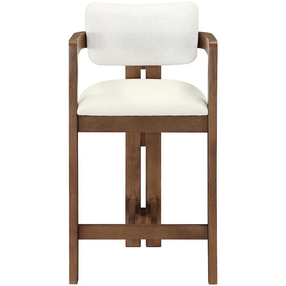Ravina Cream Vegan Leather and Linen Textured Fabric Upholstered Counter Stool. Picture 4