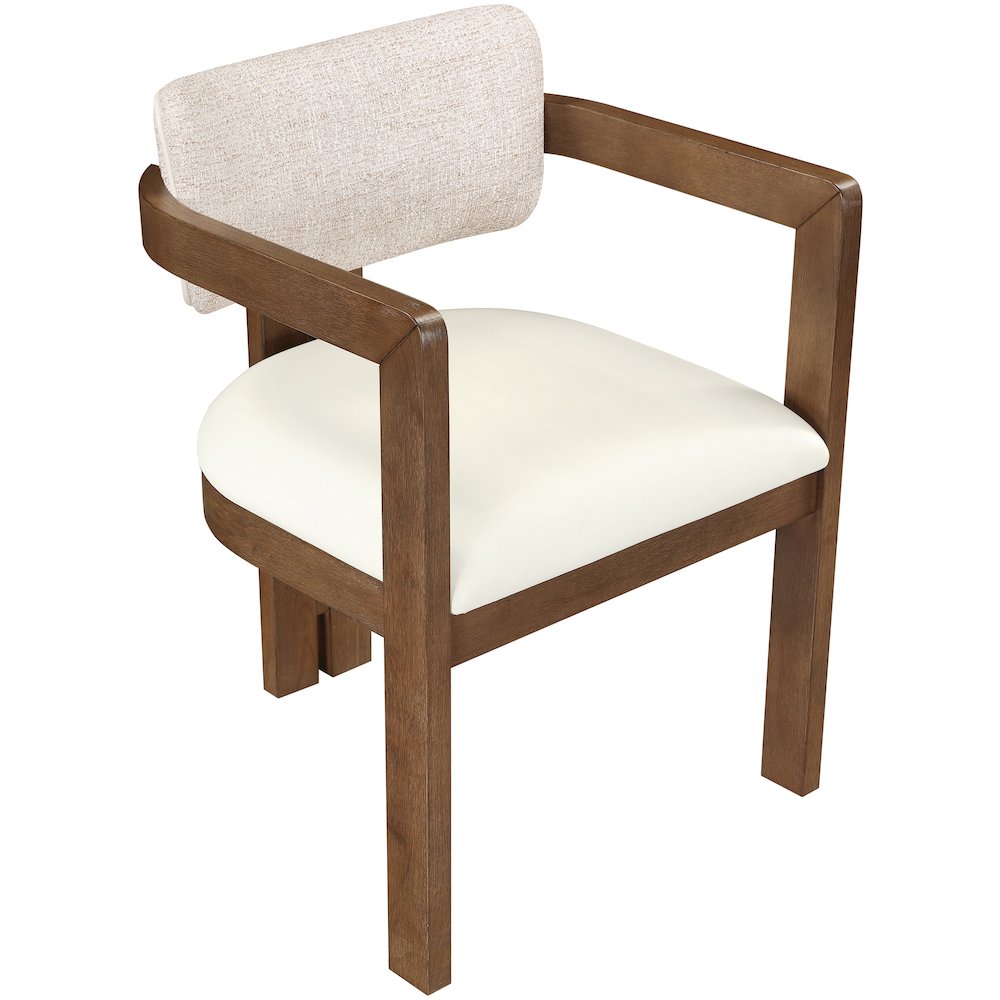 Ravina Beige Vegan Leather and Linen Fabric Upholstered Dining Chair, Set of 2. Picture 7