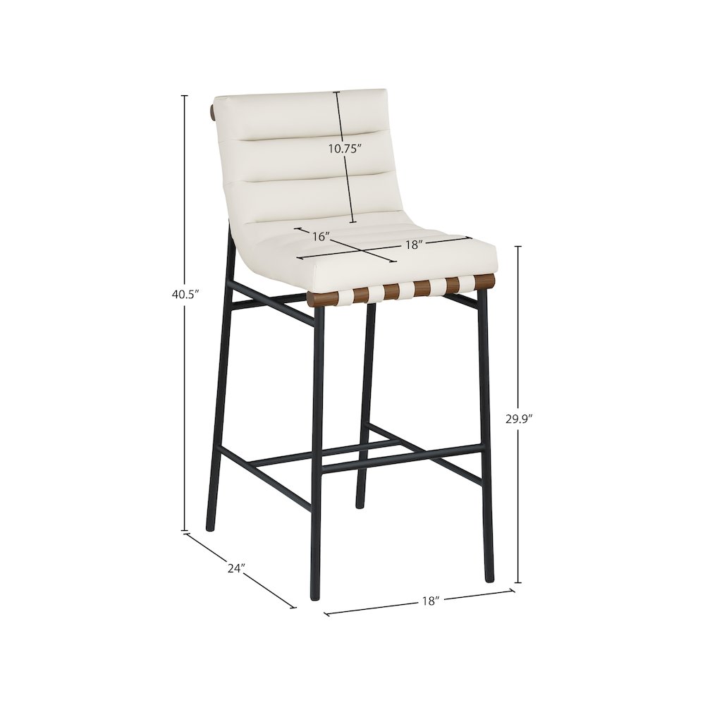 Burke Cream Vegan Leather Bar Stool. Picture 8