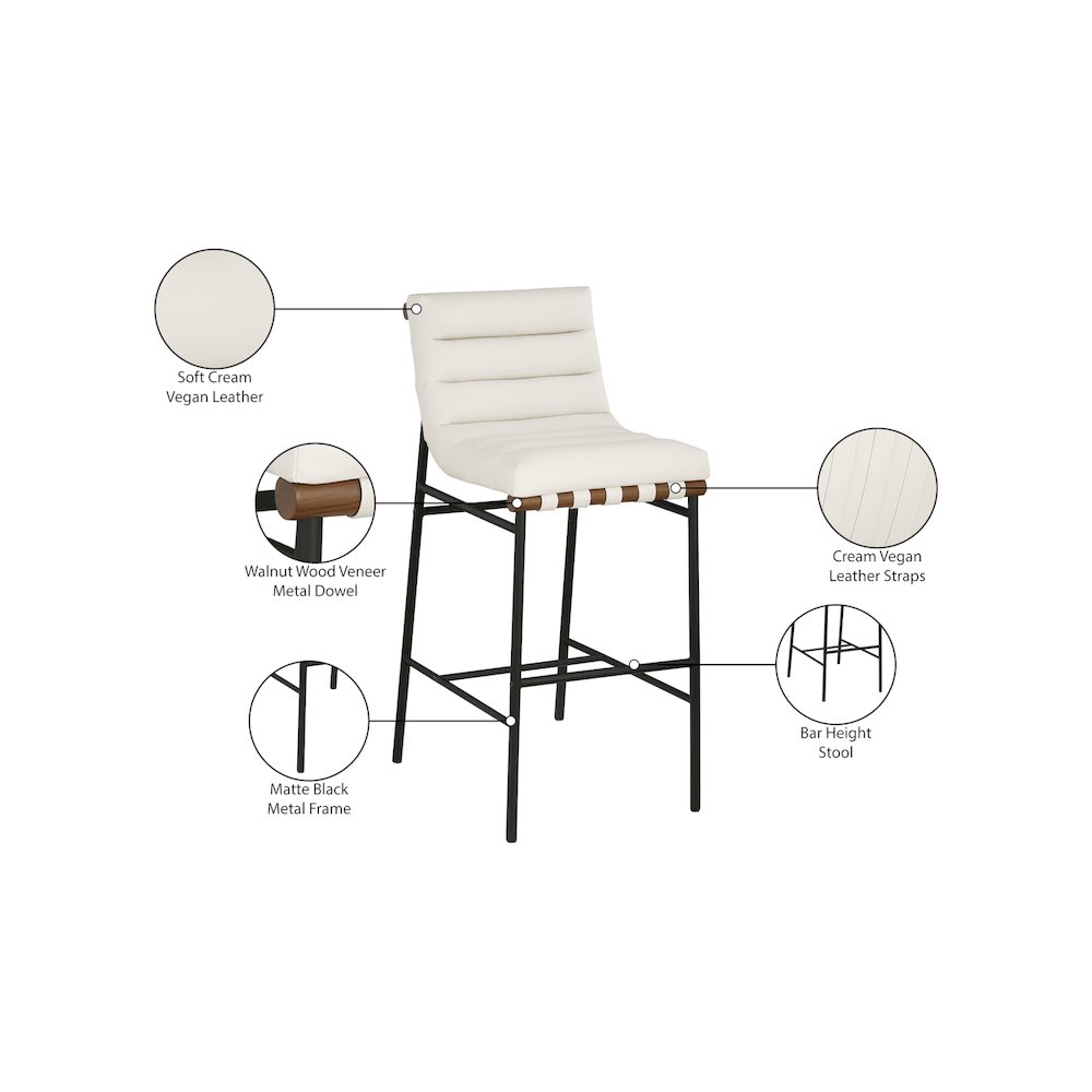 Burke Cream Vegan Leather Bar Stool. Picture 9