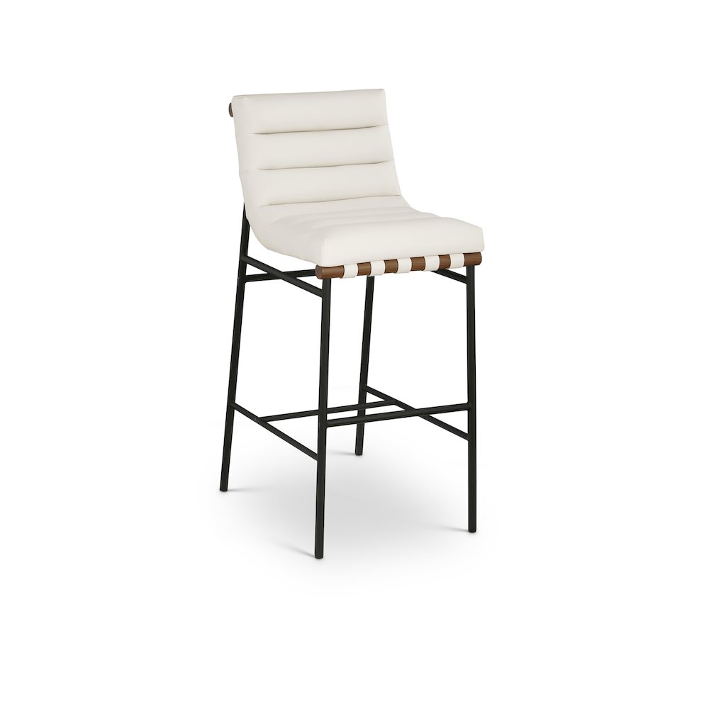 Burke Cream Vegan Leather Bar Stool. Picture 1