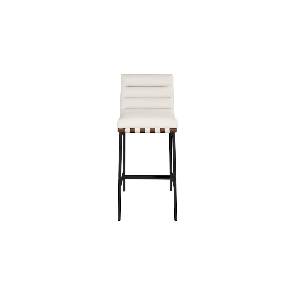 Burke Cream Vegan Leather Bar Stool. Picture 2