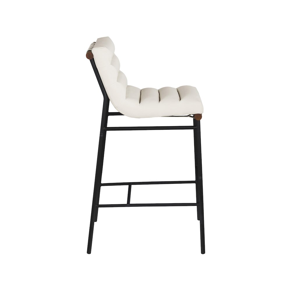 Burke Cream Vegan Leather Bar Stool. Picture 3