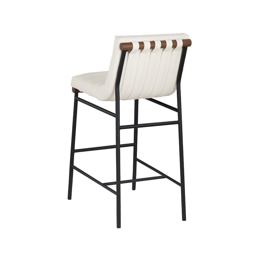 Burke Cream Vegan Leather Bar Stool. Picture 6