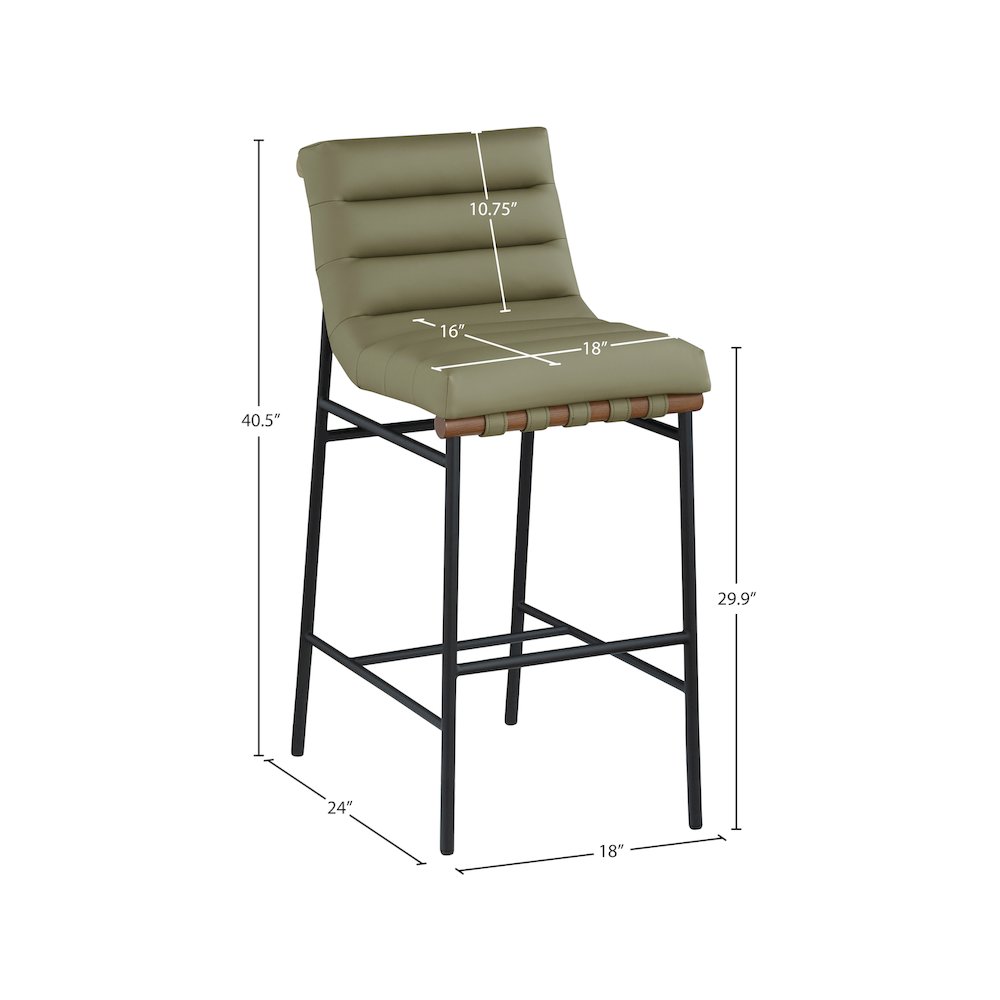 Burke Olive Green Vegan Leather Bar Stool. Picture 8