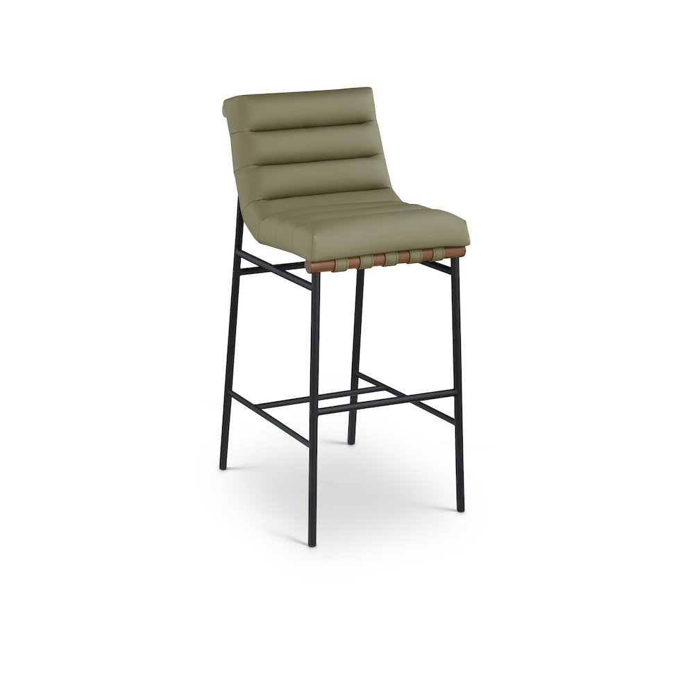 Burke Olive Green Vegan Leather Bar Stool. Picture 1
