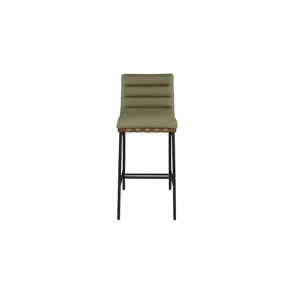 Burke Olive Green Vegan Leather Bar Stool. Picture 2
