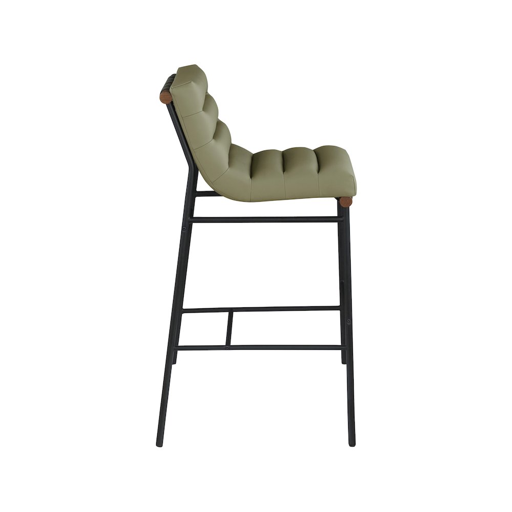 Burke Olive Green Vegan Leather Bar Stool. Picture 3