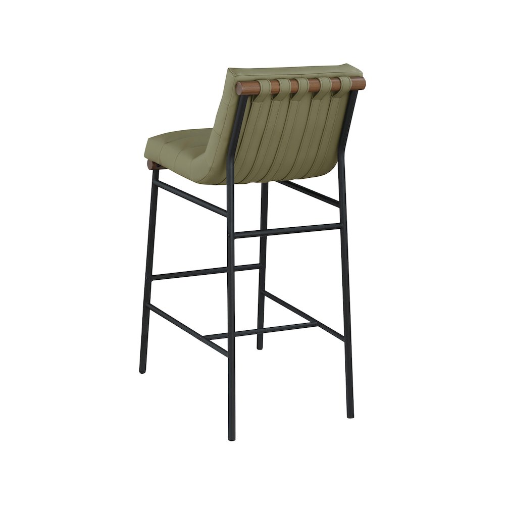 Burke Olive Green Vegan Leather Bar Stool. Picture 5