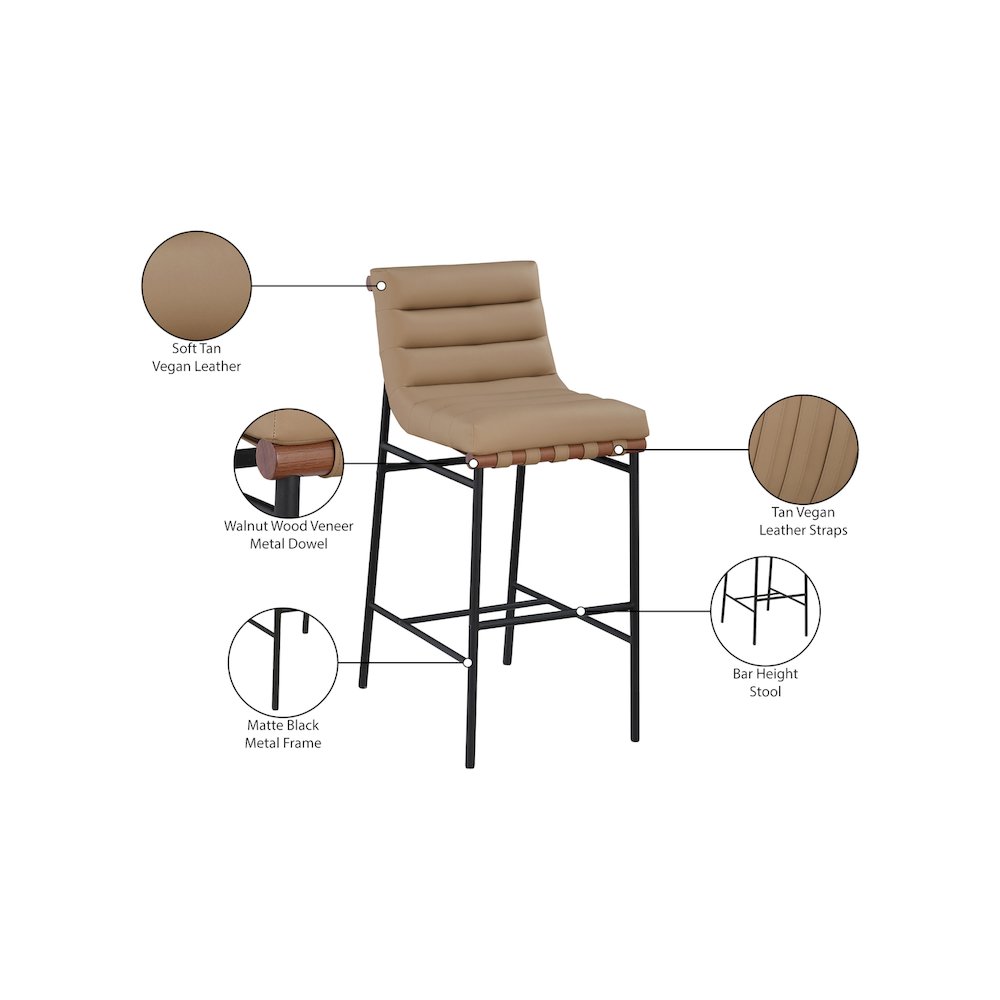 Burke Tan Vegan Leather Bar Stool. Picture 9