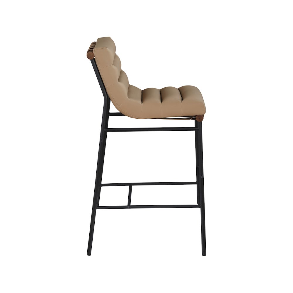 Burke Tan Vegan Leather Bar Stool. Picture 3