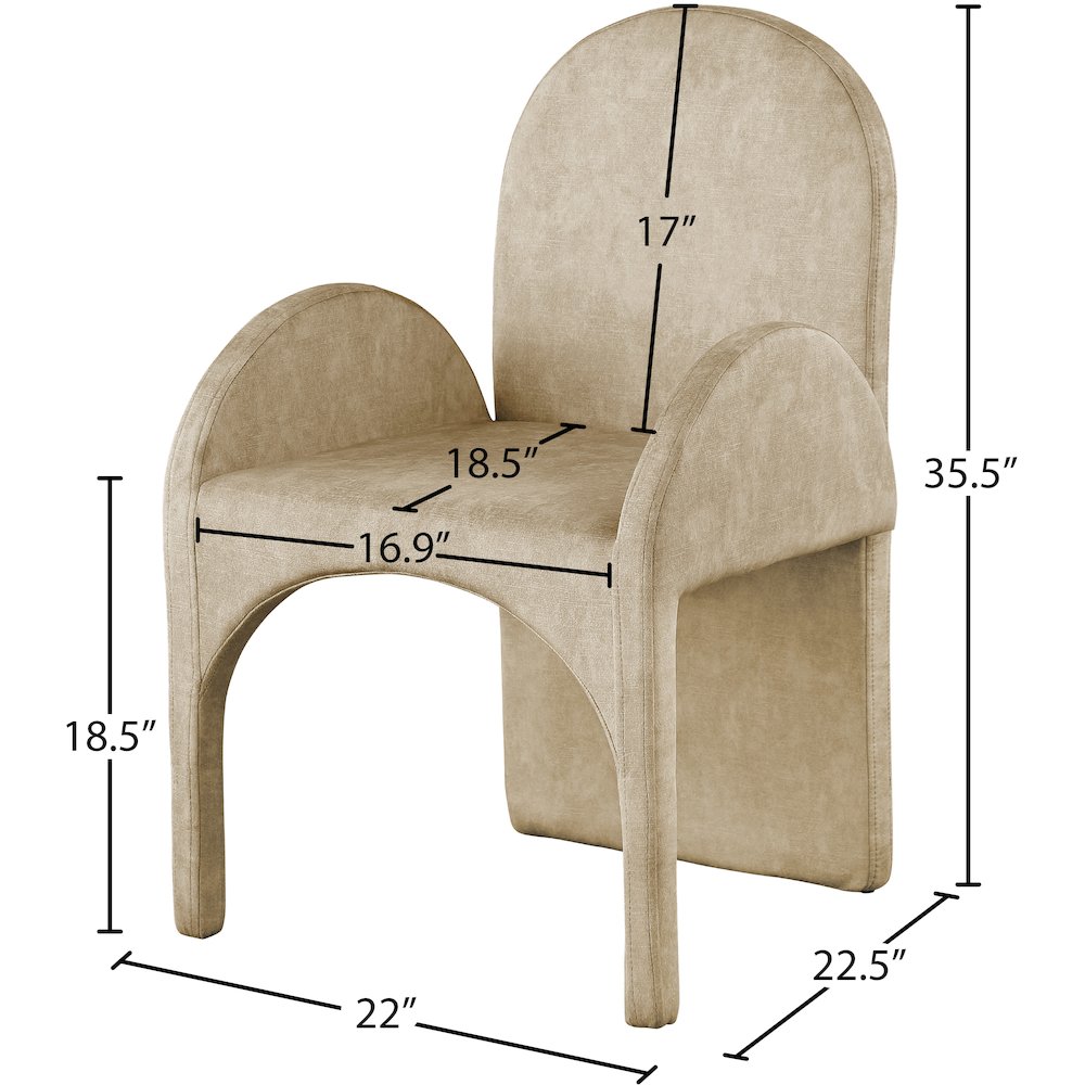 Summer Beige Velvet Dining Arm Chair, Set of 2. Picture 5