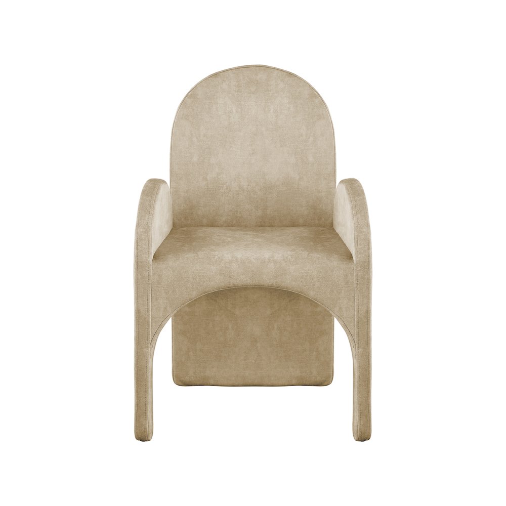 Summer Beige Velvet Dining Arm Chair, Set of 2. Picture 3